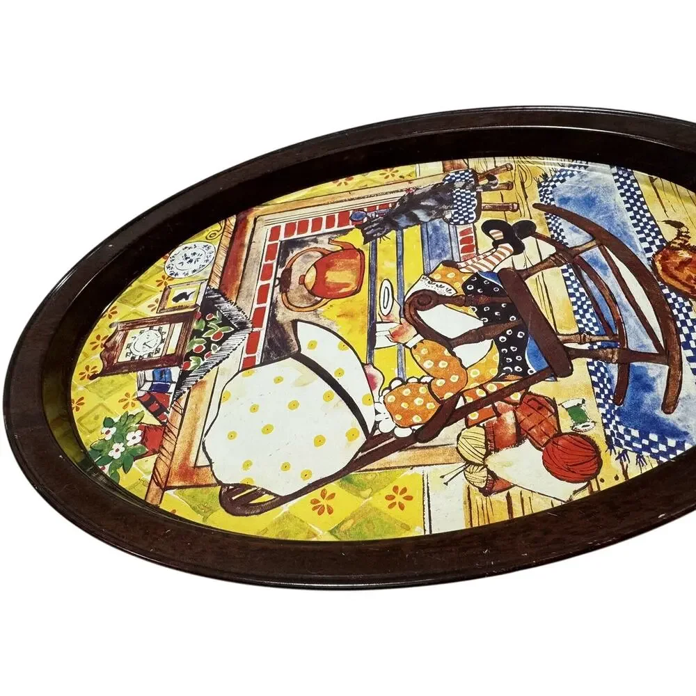 Vintage Holly Hobbie Metal Tray – Oval Wall Art – Farmhouse Country Style